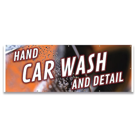 Signmission Hand Car Wash and Detail Banner Concession Stand Food Truck Single Sided B-120-30079